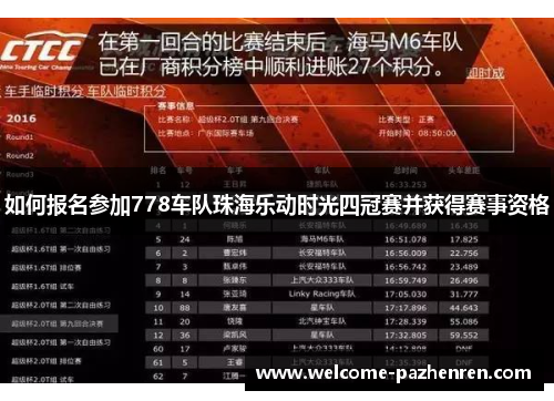 如何报名参加778车队珠海乐动时光四冠赛并获得赛事资格